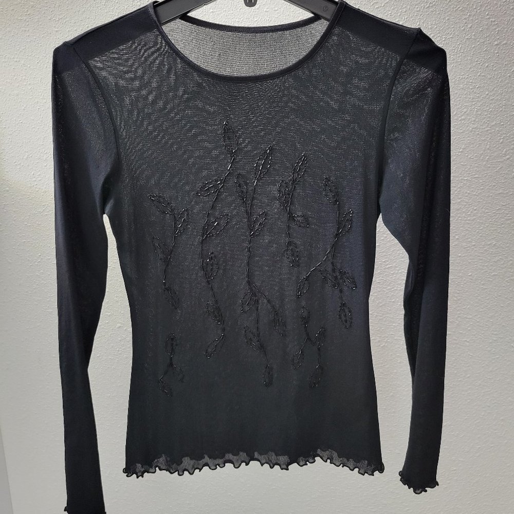 Black beaded see through top